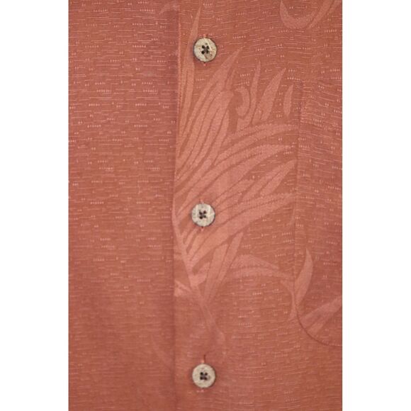 Caribbean Mens Silk‎ Hawaiian Shirt Burnt Orange Button Up Short Sleeve Size M - Picture 3 of 7
